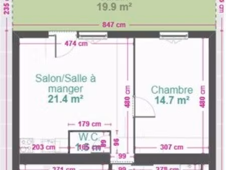 appartement 2 pièces 42 m²