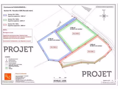 terrain 2669 m² plouguernevel