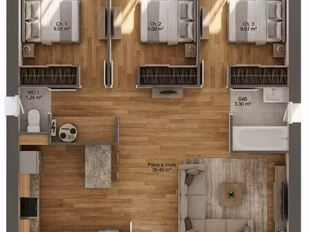 maison 4 pièces 68 m²