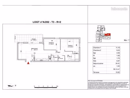 appartement 3 pièces 59 m²