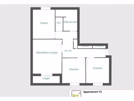 t3 avec garage et cave à vendre loué