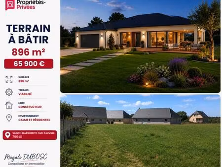 achat terrain 896m² terres de caux 76640