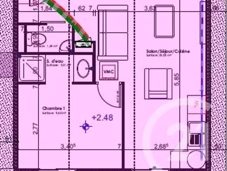 appartement f2 à louer - 2 pièces - 35 m2 - maen roch - 35 - bretagne