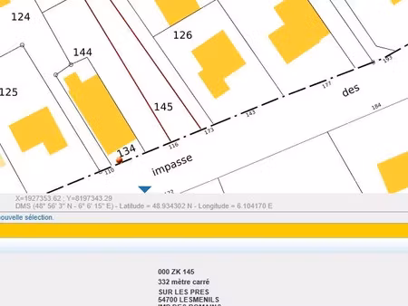vente terrain 332 m² à lesménils (54700)  64 900 €