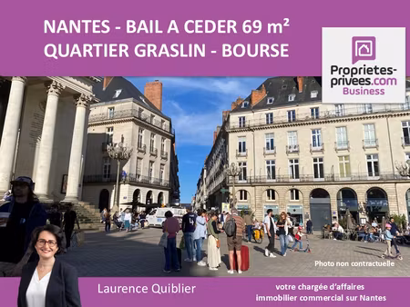 44000 nantes - bail a ceder  local commercial 69 m² - quartier graslin