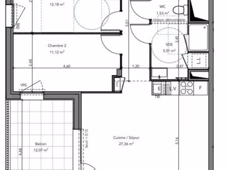 29160 crozon appartement 66 m² sud ouest balcon 12 m² cuisine séjour 27 m² aucun travaux