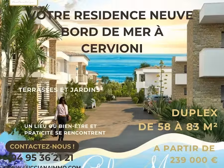 vente appartement 3 pièces 58 m² à cervione (20221)  239 000 €