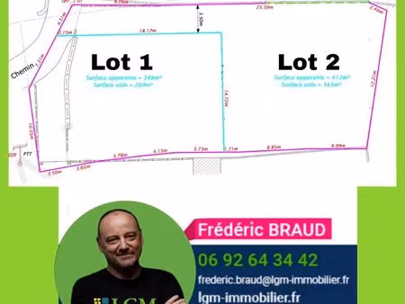 nouvelle parcelle (290m2) ligne des 400 tampon : rare sur le secteur !