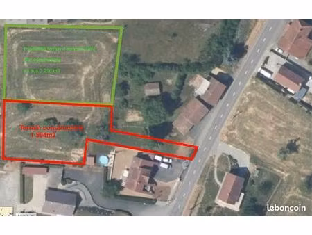 terrain constructible de 1 594 m² (dit le verger)– cadre calme et privilégié – angeot
