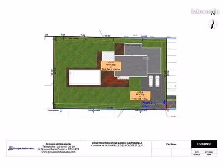 terrain d'exception 1153 m² à l'entrée de la chapelle des fougeretz