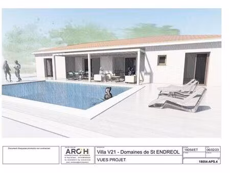 villa plain pied a vendre sur plan d'une surface de 125 m2 avec piscine individuelle.