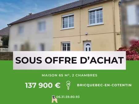 vente maison 3 pièces 65 m² à bricquebec (50260)  137 900 €