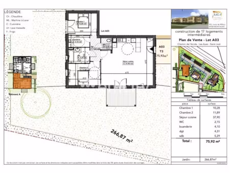 vente appartement 3 pièces 75.92 m² à saint-just (01250)  246 000 €
