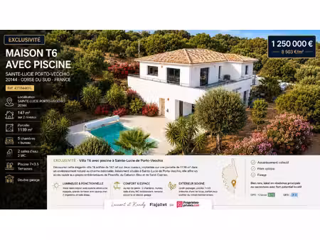 maison t6 avec piscine - sainte lucie de porto vecchio 20144 - corse du sud - france