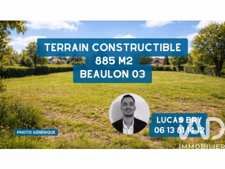 vente terrain à bâtir 885 m²