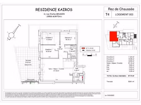 vente appartement 4 pièces 87 m2 à morteau