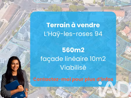vente terrain 560 m² à l'hay-les-roses (94240)  475 000 €