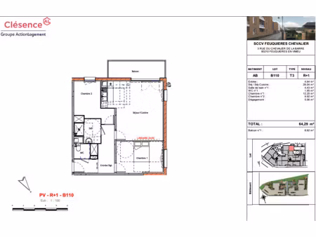 a louer appartement 2 chambres - residence neuve