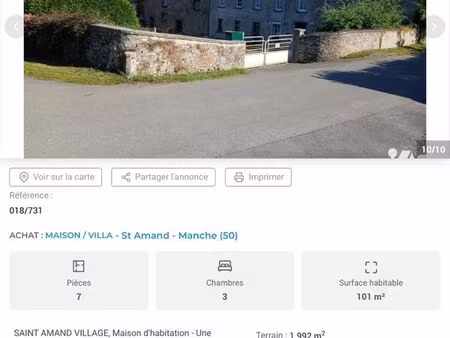 a vendre maison de famille . sur axe torigny les villes -vire ..10 minutes de la 84..