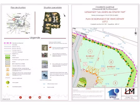 vente terrain 459 m² à puyravault (17700)  55 080 €