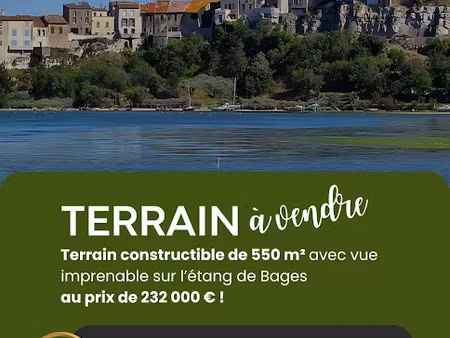 vente terrain 550 m² à narbonne (11100)  232 000 €