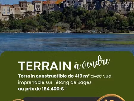 vente terrain 419 m² à narbonne (11100)  154 400 €