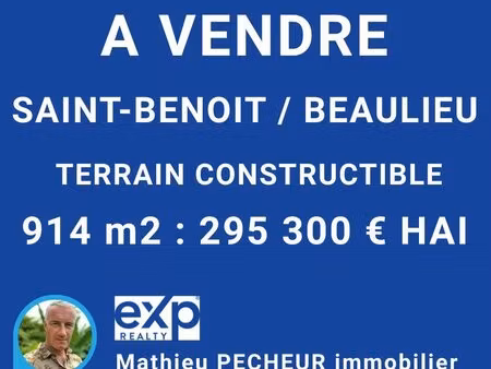 saint-benoit / terrain constructible 914 m2
