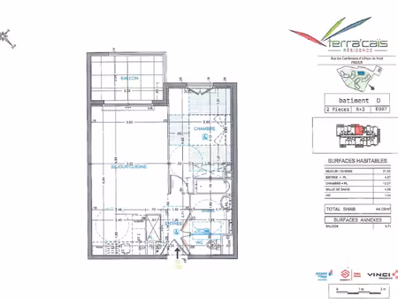 location appartement 2 pièces 44 m² à frejus (83600)  822 €