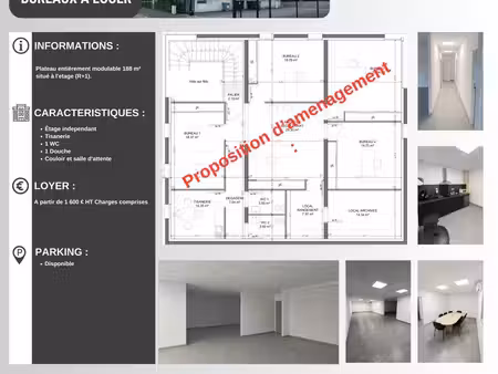 location bureaux 1 100