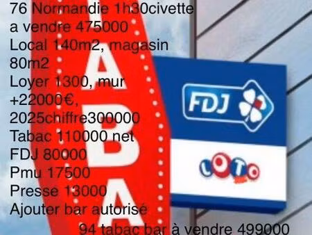 vente bar-tabac 60 m²