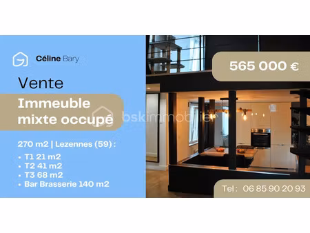 vente immeuble 6 pièces 270 m² à lezennes (59260)  495 000 €