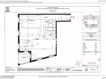appartement 3 pièces 68 m²