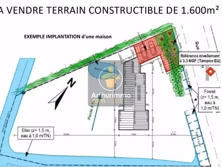 vente terrain 1600 m2 à bouin