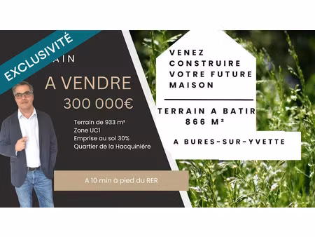vente terrain 933 m² à bures-sur-yvette (91440)  300 000 €