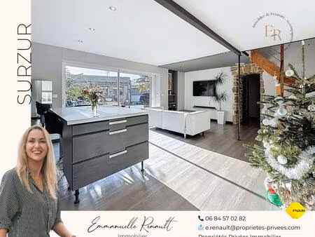 surzur centre : maison de caractère rénovée  terrasse plein sud  garage  4 chambres. tout 