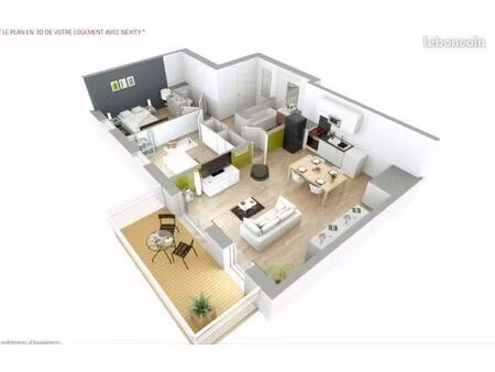 appartement herblay t3 65m2 + terrasse