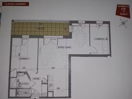 location appartement 2 pièces 62m2 lagord 17140 - 877 € - surface privée