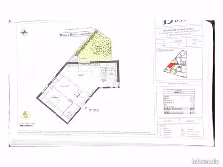 appartement 3 pièces 60 m²