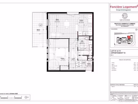 appartement 2 pièces 46 m²