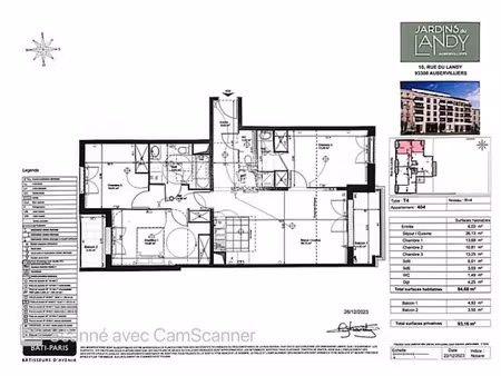 location appartement 4 pièces 85 m² à aubervilliers (93300)  1 590 €