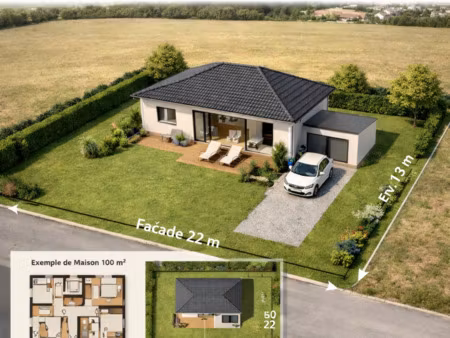 terrain constructible 602 m2 façade 22 m libre construct