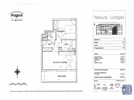 appartement à louer 2 pièces 45.87 m² - cornebarrieu (31) - 651€
