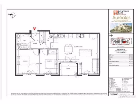 appartement 3 pièces 69 m²