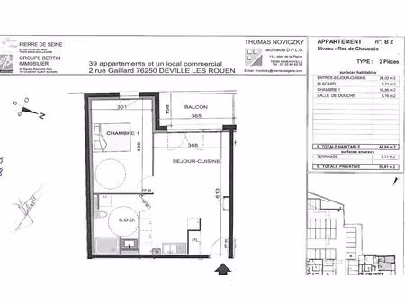location appartement 2 pièces 45m² deville les rouen 76250