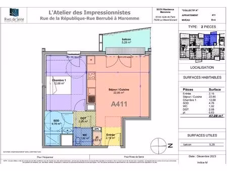 location appartement 2 pièces 47m² maromme 76150