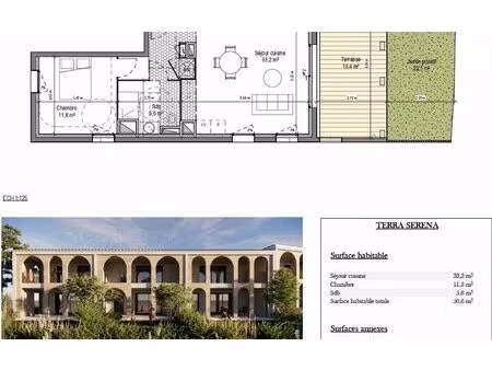 appartement nages-et-solorgues 50.6 m² t-2 à vendre  201 066 €