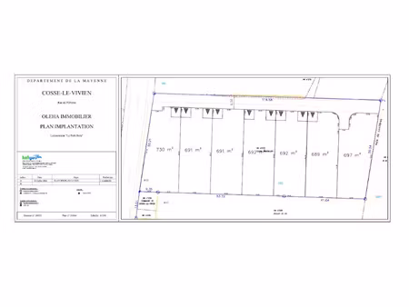 vente terrain 697 m² à cossé-le-vivien (53230)  50 200 €