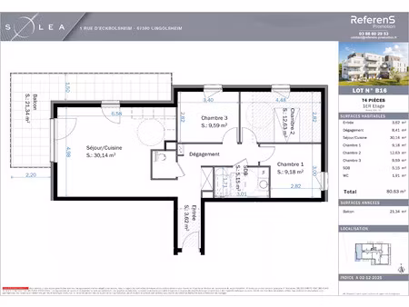vente appartement 4 pièces 80 m² lingolsheim (67380)