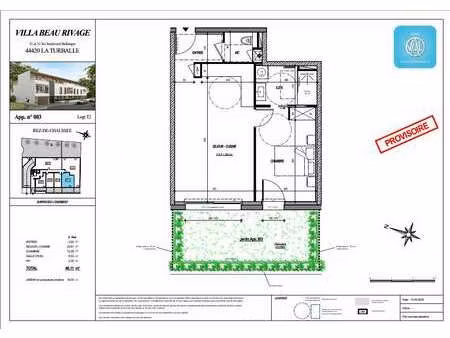 vente appartement 2 pièces à la turballe (44420) : à vendre 2 pièces / 46m² la turballe