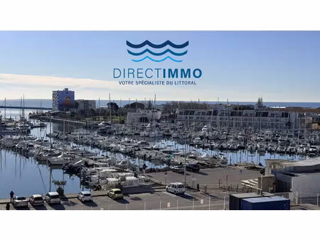 carnon-plage studio cabine avec loggia vue port et mer + par